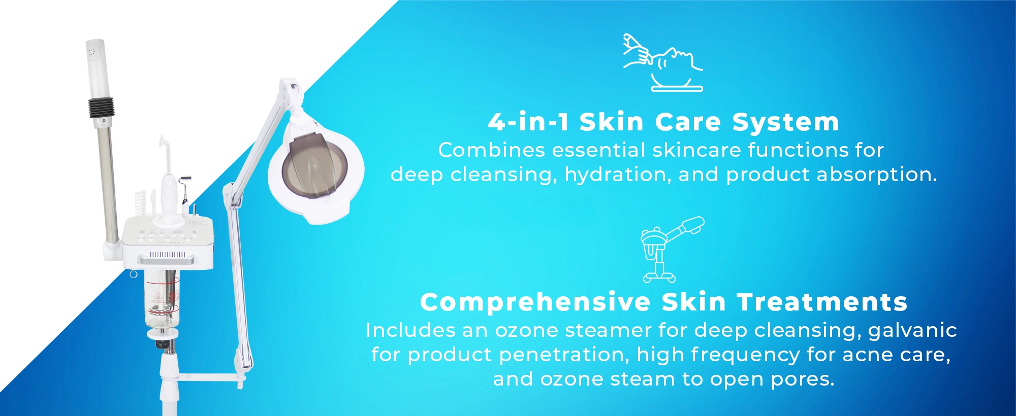 Quad 4-In-1 Steamer Mag Light High Frequency And Galvanic Machine With Aromatherapy
