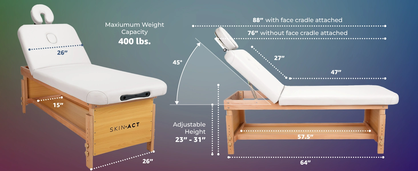 Elegance Spa Massage Facial Bed & Table Measurements
