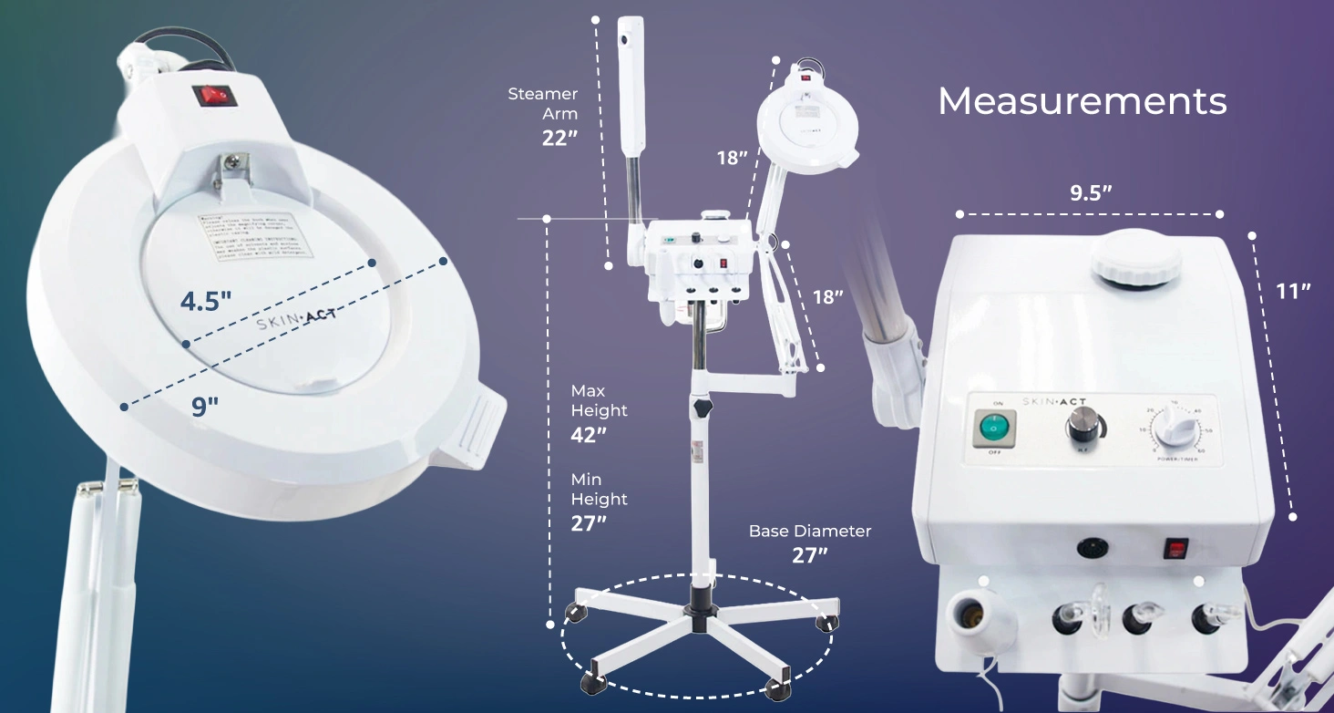 Ozone Steamer, 5-Diopter Magnifying Lamp And High Frequency