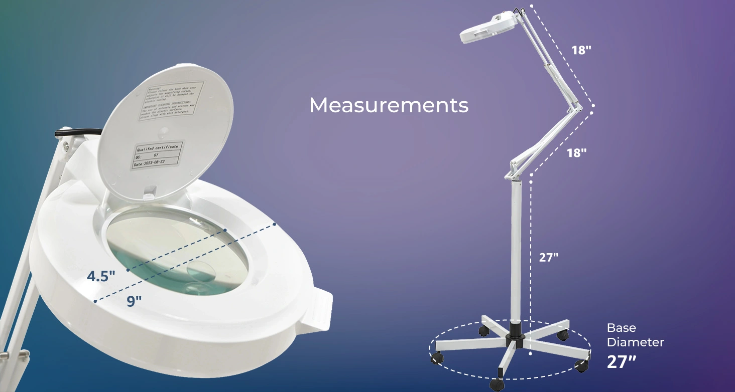 Round 5x Diopter Magnifying Lamp measurements