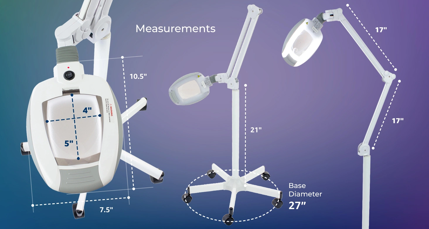 Sage 5x Diopter LED Magnifying Lamp measurements