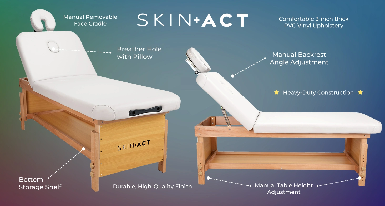 Elegance Spa Massage Facial Bed & Table Features