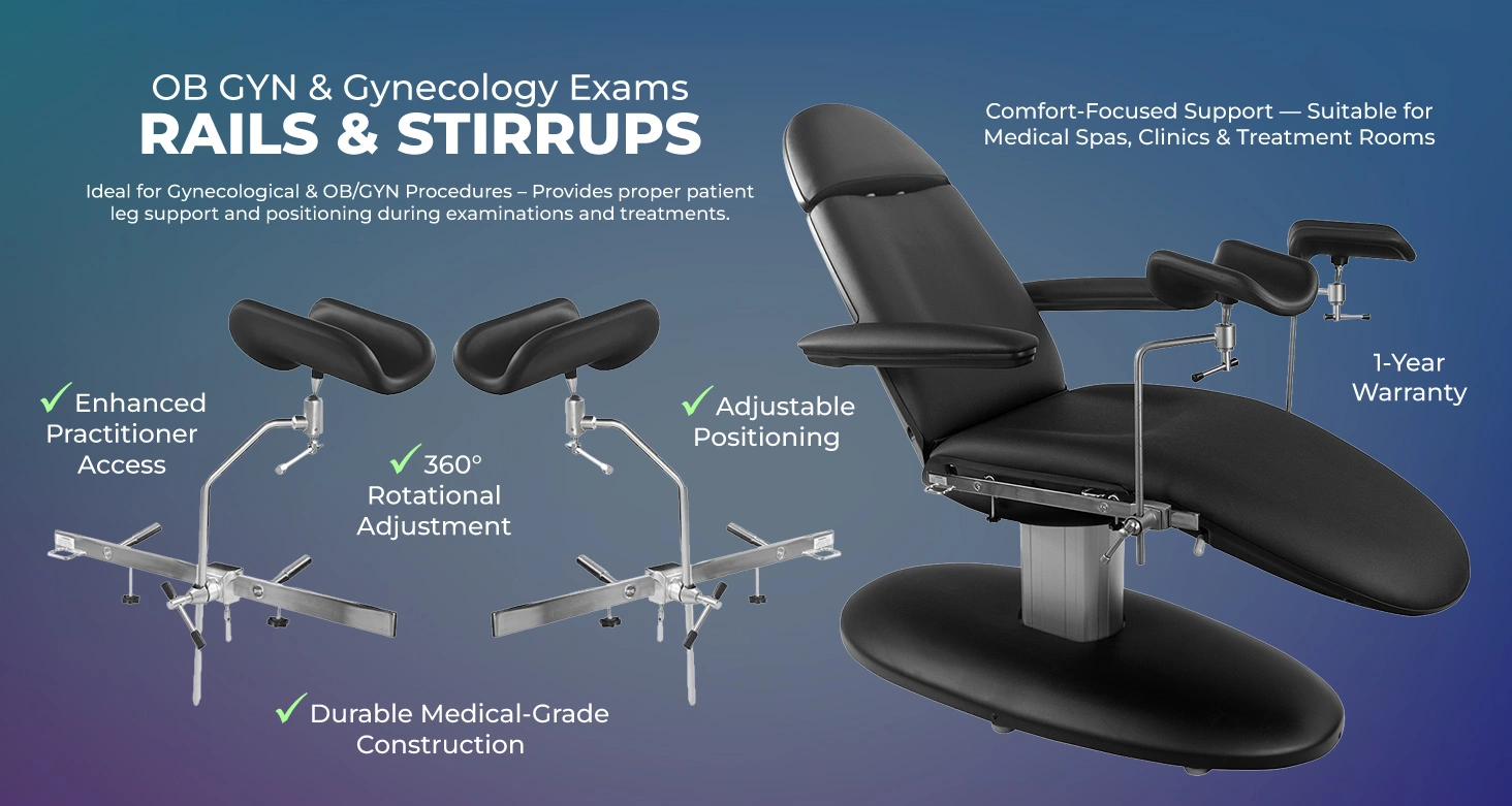 Venus Electric Spa & Medical Treatment Table Rails & Stirrups